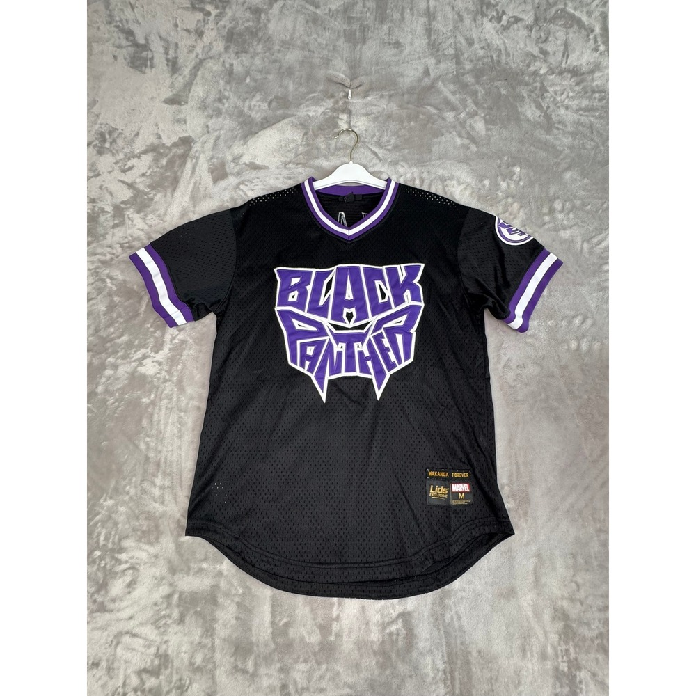 Marvel Black Panther Jersey T Shirt Purple Black Logo Size M